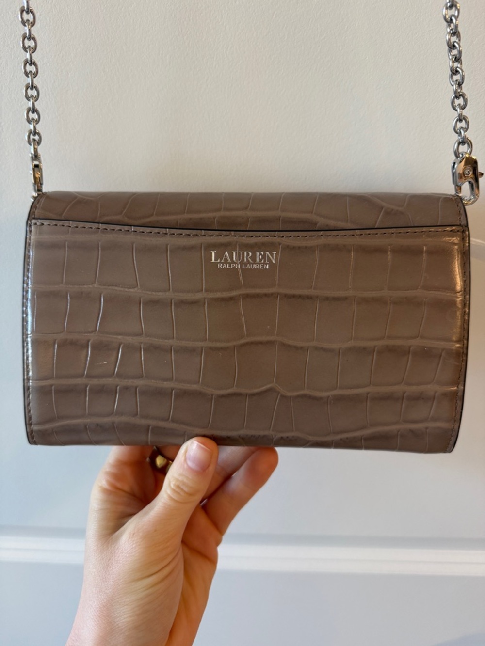 Ralph Lauren Brown Silver Chain Crossbody Bag - Picture 4 of 4